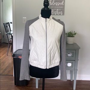 White/Grey Leather Riding Jacket